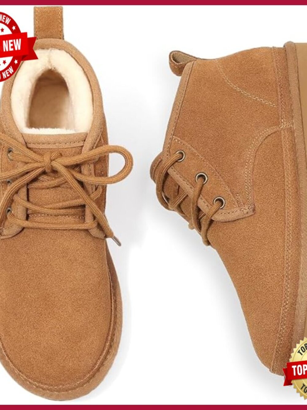 Genuine Suede Fur Lined Ankle Boots Lace Up Warm Winter Snow Booties